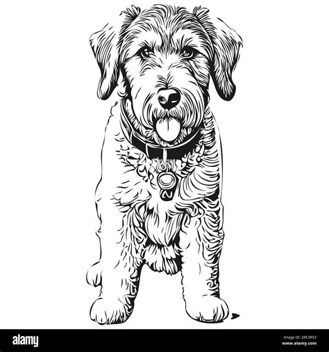 Airedale Terrier Dog T Shirt Print Black And White Cute Funny Outline