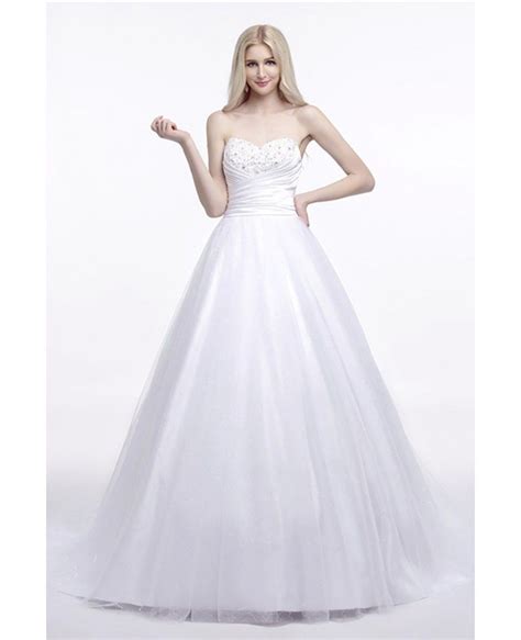 Elegant Corset Strapless Bridal Dress Ball Gown With Beading H76079