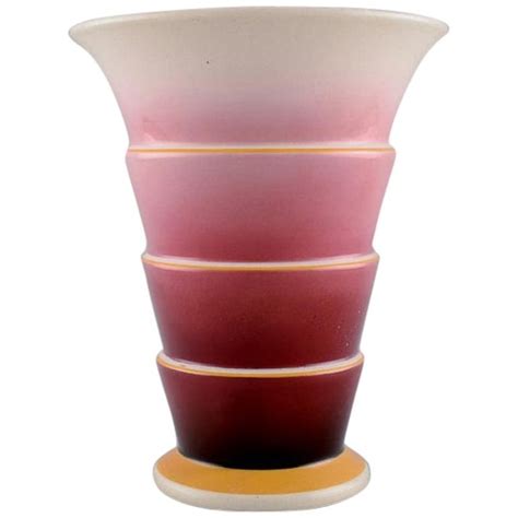 Villeroy And Boch Art Deco Faience Vase In Purple And Pink Shades