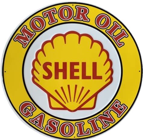 Shell Gasoline 24 Round Tin Sign Tin Signs Shells Garage Signs
