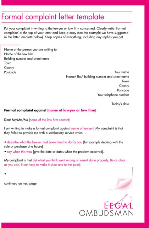 Sample letters of complaint send a letter of complaint when you are not satisfied with something or someone. Download Legal Formal Complaint Letter Template Pdf ...