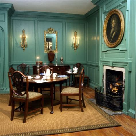 Recreated Georgian Room C 1790 With Mahogany Furniture And Table For