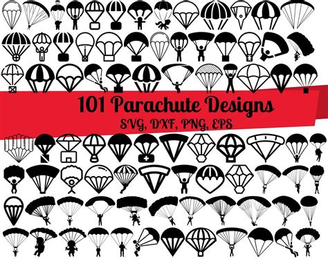 101 Parachute Svg Bundle Skydivers Svg Parachuting Svgparachute Dxf
