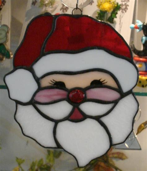 Santa Face Stained Glass Ornaments Stained Glass Suncatchers Stained