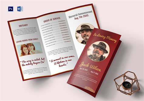 Customizable Funeral Trifold Brochure Template In Adobe Photoshop