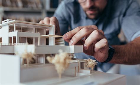 Male Architect Hands Making Model House Stock Photo Download Image