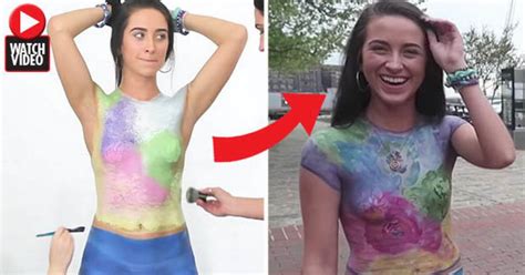Stunning Brunette Hits Streets Wearing ONLY Body Paint But Then It