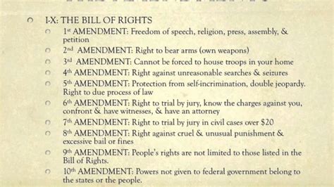 First 10 Amendments Printable
