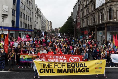 northern ireland gay rights thousands march in belfast calling for legalised same sex marriage
