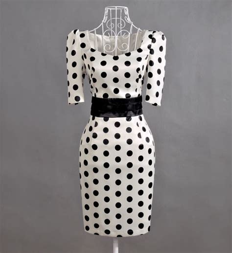 Sweetheart Neckline Vintage Design Polka Dot Dress With Bow On Luulla