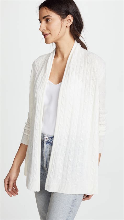 White Cable Knit Cardigan Cashmere Katie Considers