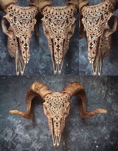 Carved Ram Skull Etsy Goat Skull Ram Skull Skull Crafts