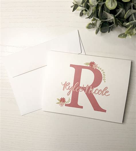 Personalized Monogram Stationery Cards Hand Lettered Etsy