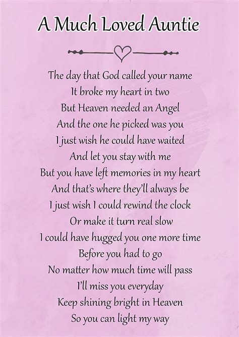 funeral poems for my aunt