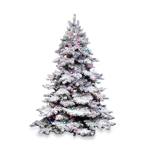 Vickerman Flocked Alaskan Pine Pre Lit Christmas Tree With Clear Lights