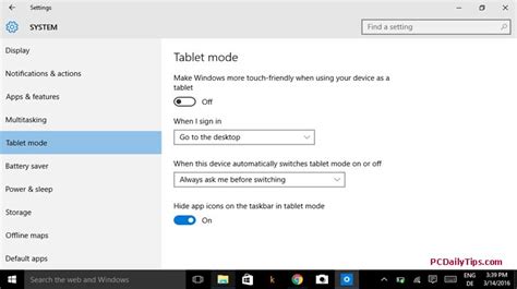 Switching Tablet And Desktop Mode Windows 10 Tablet