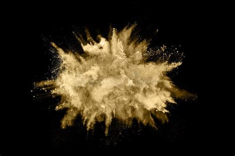 Golden Powder Explosion On Black Background Stock Image Image Of