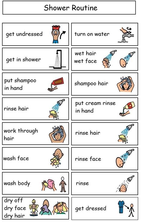Sample Shower Mini Schedule Life Skills Lessons Hygiene Lessons Social Stories