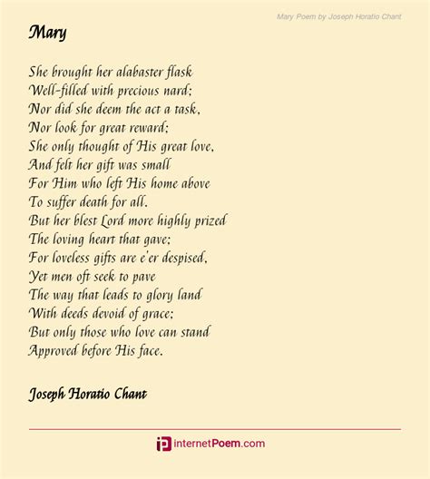 Mary Poem By Joseph Horatio Chant