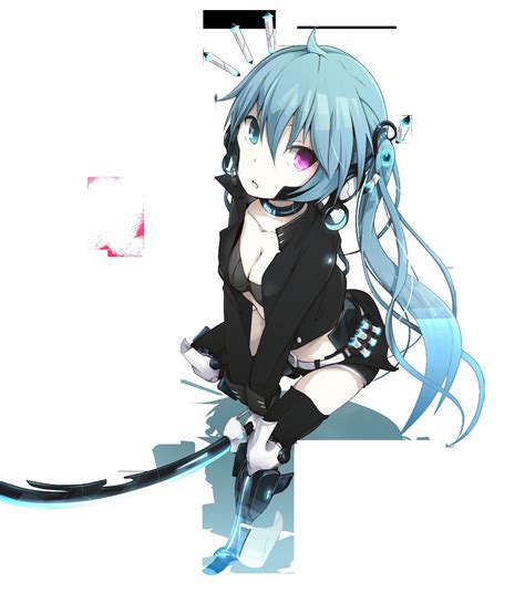 Black Hatsune Miku Long Hair Blue Hair Anime Anime Girls