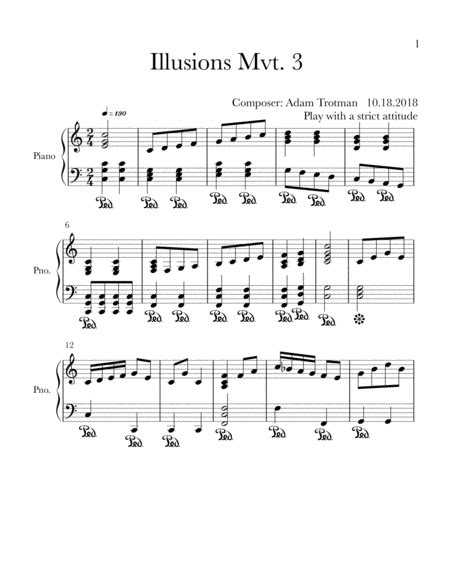 Illusions Mvt 3 Sheet Music Adam Trotman Piano Solo