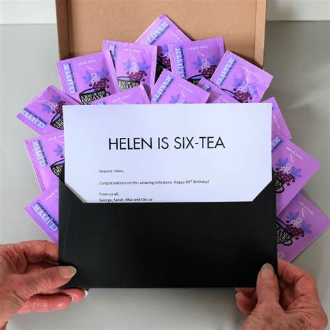 Featuring six rings for six decades, this gift is sure to look great on anyone. Novelty 60th Birthday Letterbox Friendly Tea Gift By ...