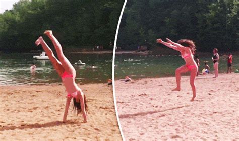 Viral Video Bikini Clad Girl Falls Performing Gymnastics On Beach