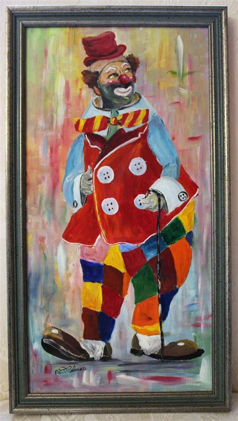 Vintage Signed Clown Oil Painting By Bart Peluso From Jkcollections On