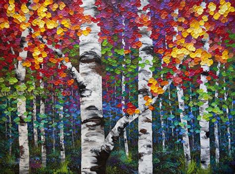 New Painting Kaleidoscope Trees 48″x36″ Colourful Acrylic Aspen