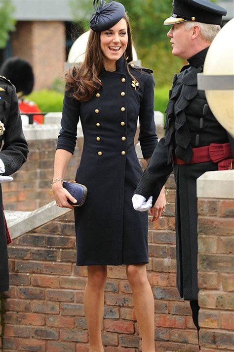Kate Middleton Navy Blue Woolen Buttoned Coat Dress Kate Middleton Style Outfits Kate