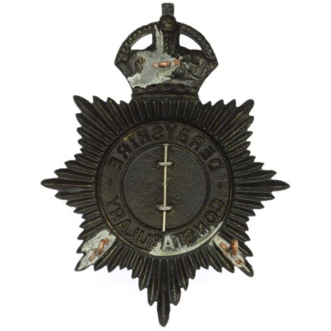 Derbyshire Constabulary Black Hemet Plate Kings Crown