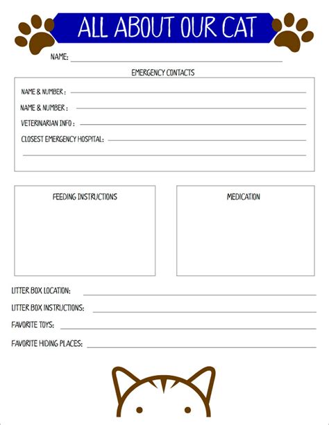 Preparing For A Cat Sitter With A Free Printable Cat Information