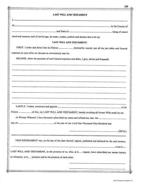 Free Printable Nc Last Will And Testament Form Printable Sample Last