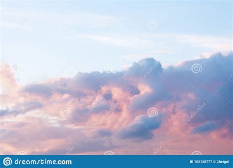 Nature A Dramatic Cloud Of Blue Orange And Pink On The Blue Sky In