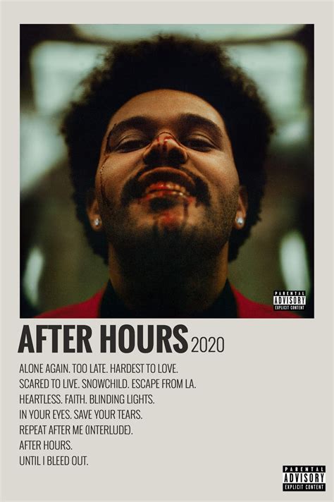 Alternative Minimalist Music Album Polaroid Poster After Hours Minimalist Music Music Album
