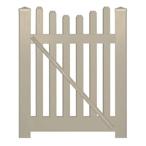 Weatherables Hampshire 5 Ft W X 5 Ft H Khaki Vinyl Picket Fence Gate