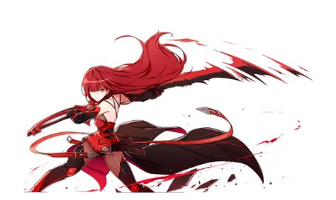 Wallpaper Illustration Anime Girls Red Cartoon Sword Elsword