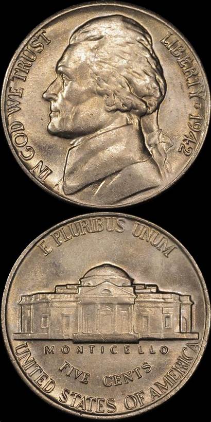 Nickels Posting 1942 Jefferson Date Order Coin