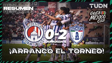Resumen y goles Atl San Luis 0 2 Pachuca Grita México C22 J1