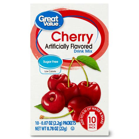 Great Value Sugar Free Cherry Drink Mix 078 Oz 10 Count