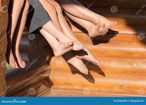 Feet Of Group Of Teenagers Stock Photo Image Of Feet Rest