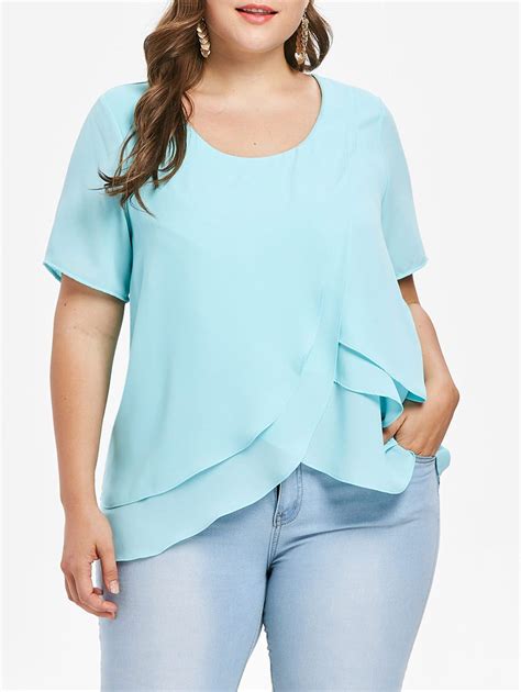 Plus Size Tiered Ruffle Overlap Blouse Affiliate Tiered Size