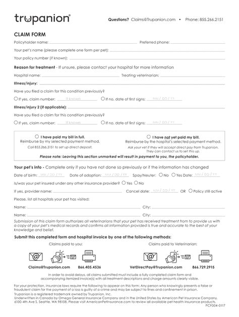 Trupanion Claim Form Fill Online Printable Fillable Blank Pdffiller