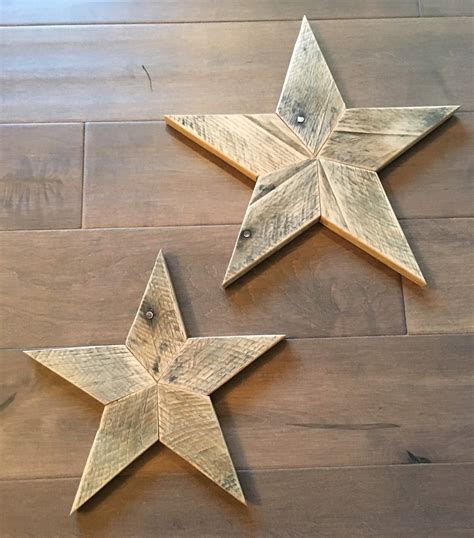Set Of 2 Reclaimed Wood Star Wooden Star Star Wall Art Etsy