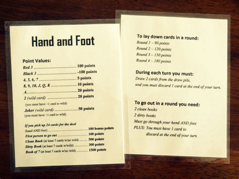 Printable Hand And Foot Rules