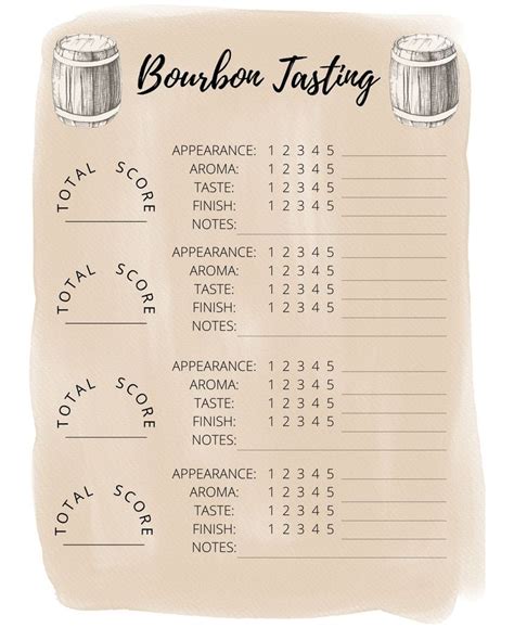 Free Printable Bourbon Tasting Sheet