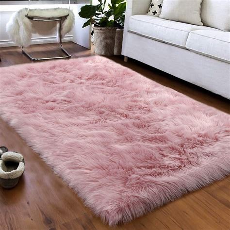 Home Furniture And Diy 3 X 5 Baby Pink Cloud Cute Shaggy Faux Fur Rug