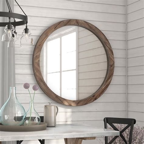 Choose the right style or shape to fit your space with our collection of round mirrors, rectangular mirrors, modern mirrors or vintage mirrors. Union Rustic Booker Round Wood Wall Mirror & Reviews | Wayfair
