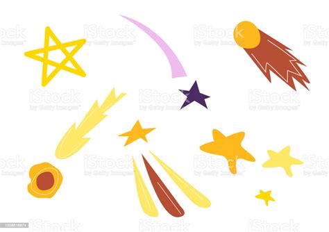 Vector Space Set With Bright Stars Of Different Shapes And Comets