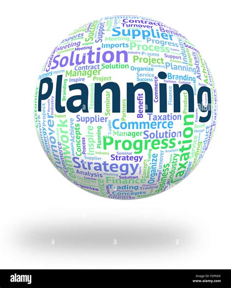 Planning Word Showing Wordcloud Words And Aim Stock Photo Alamy